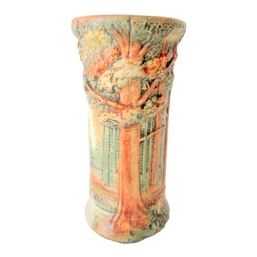 Weller Forest Tree Woodcraft Art Pottery Antique Vase 8.25"